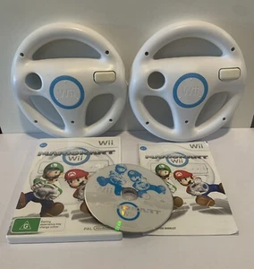 MarioKart Wii With Manual & 2 x Nintendo Wii Racing Wheels (2008, Nintendo Wii) - Picture 1 of 11