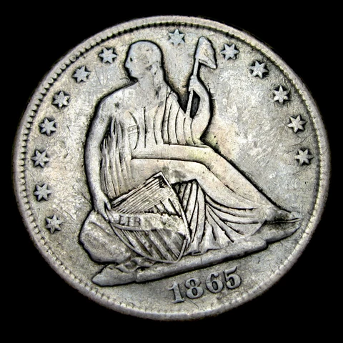 1865-S Seated Liberty Half Dollar Silver RE-CARVED Nice Type Coin  ---- #XD242 Cover