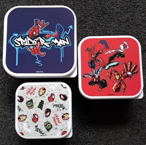 Spiderman Lunch Boxes Snack Pots Marvel Hero's Nesting School Dinner Box - Picture 1 of 3