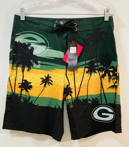 NWT GREEN BAY PACKERS Bathing Swim Trunks FOCO NFL Logo Floral Aloha Men's S Cover