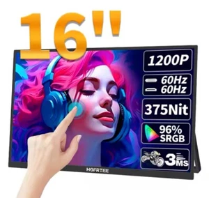 16 Inch Portable Premium Touch Screen Extender Monitor FHD Display - Picture 1 of 12