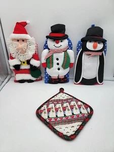 Ritz Santa Snowman Penguin Oven Mitt Christmas Baking Potholder Hot Pads - Picture 1 of 6