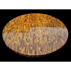 Tiger Eye Stone Overlay Work Dining Table Top Round Hallway Table for Home Decor - Picture 1 of 3