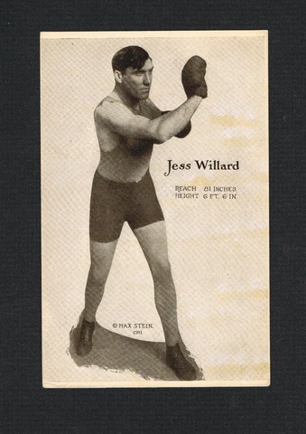 VERY RARE ca 1915 boxer JESS WILLARD boxing postcard  for JACK JOHNSON fight Cover