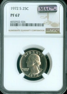 1972-S Washington Quarter Proof NGC PF-67 Calidad MAC✔️ - Imagen 1 de 2