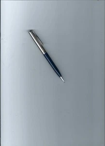 Lápiz mecánico vintage Parker azul marino con borde cromado cepillado torcido-con plomo - Imagen 1 de 6