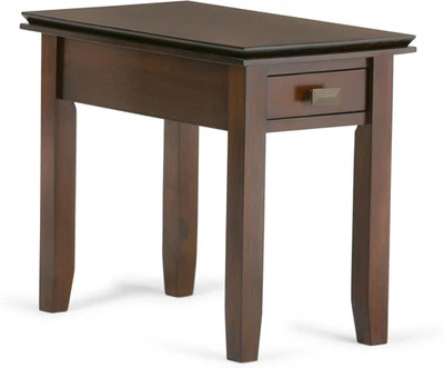 Artisan SOLID WOOD 14 Inch Wide Rectangle Transitional Narrow End Side Table in  - Image 1 of 4