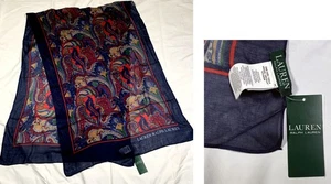 NWT Lauren Ralph Lauren Modal Viscose Scarf Wrap Paisley Design 26" x 72" - Picture 1 of 4