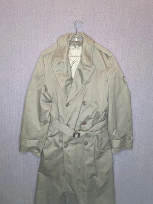 Vintage 50’s US Military Long Trench Coat Green OG-107 Wool Liner Inspector USGI - Image 1 of 4