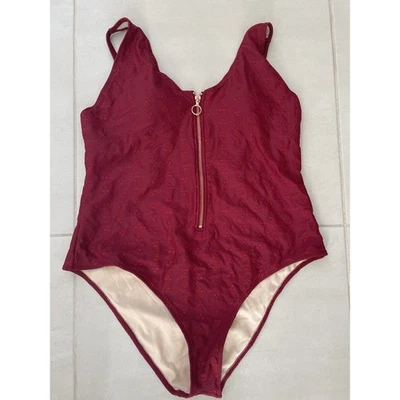 L.A. Traje de baño Hearts Swim para mujer talla XL de una pieza floral bordado traje de baño rojo Foto 1 de 4