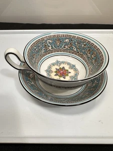 Wedgwood Bone China Florentiner Türkis Teetasse & Untertasse Set - Bild 1 von 12