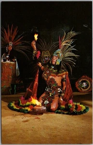 1960s WISCONSIN DELLS Postcard Stand Rock Indian Ceremonial "Fire Dance - Aztec" - Picture 1 of 2