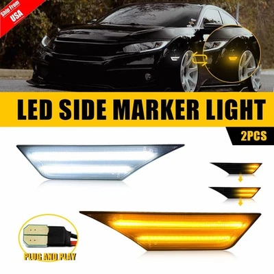 Sequential LED Side Marker Lights Turn Signal DRL Lamp For Honda Civic 2016-2021 - Image 1 of 4
