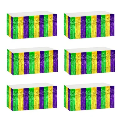 LabZhang упаковка 6 шт. 29,5x108 дюймов металлические бахромные настольные юбки Mardi Gras, Mardi... - Изображение 1 из 4