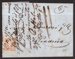 Italia Lombardo-Veneto, 10 soldi II tipo su lettera da Milano a Piadena  -HH39 - Imagen 1 de 4