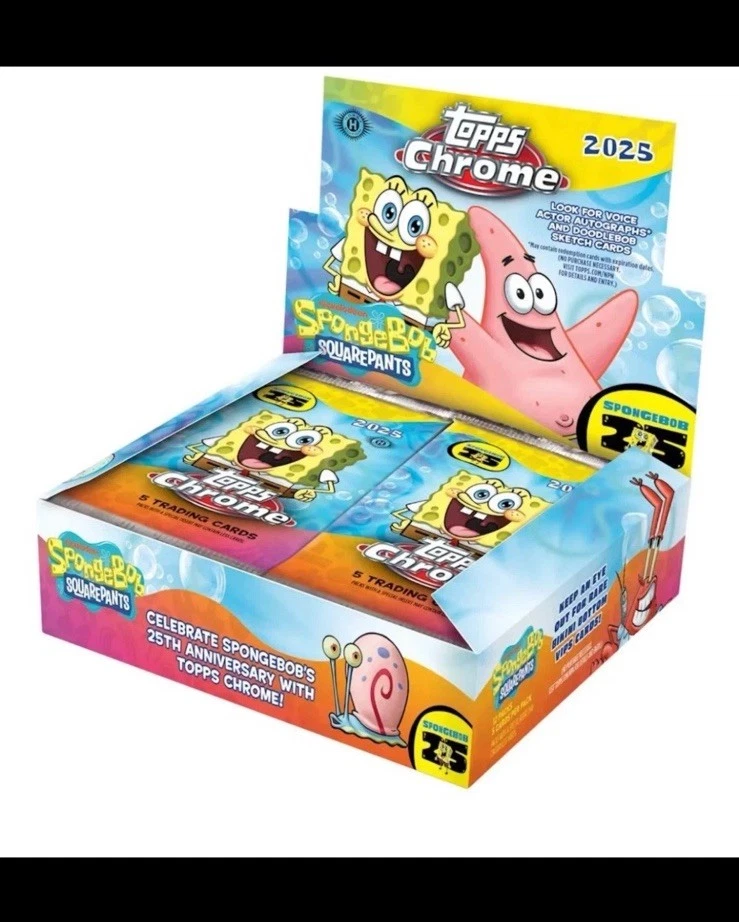 2025 Topps Chrome SpongeBob Hobby Box Factory Sealed 25th Find 1/1 Sketch Autos - Bild 1 von 1