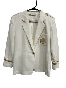 Vintage Marshall Rousso Blazer Jacke Weiß Gr. Small Gold Sterne Akzente Retro - Bild 1 von 12