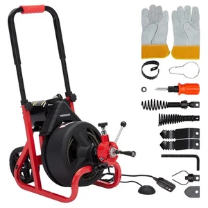 75Ftx1/2In Drain Cleaner Machine Auto-feed Electric Drain Auger +6 Cutters Glove - Picture 1 of 7