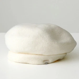 SALE Weekend Max Mara Baskenmütze SVAGO Wollmischung Strick Schmetterling Motiv BIANCO NEU - Bild 1 von 7