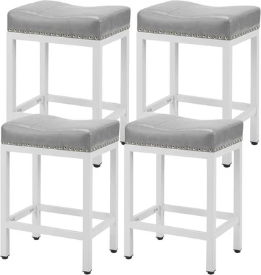 Set of 4, 24 inch Counter Height, Upholstered Modern Kitchen with Metal Base,... - Image 1 of 4