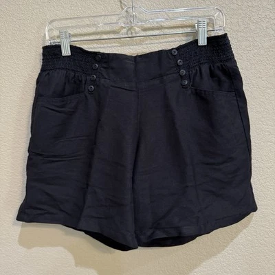 Pantalones Cortos Jolt Mezcla de Lino Talla 7 Cintura Elástica 7” Estilo Entrepierna T423LN8E Negros Foto 1 de 3