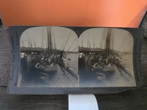 Goletta da pesca Gloucester Massachusetts Stereoview c1900 - Foto 1 di 1