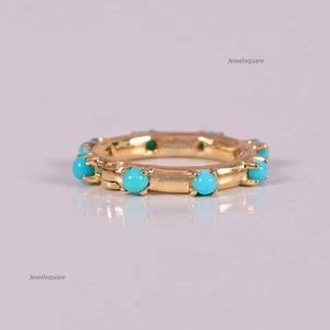 Turquoise Enhancer Round Charm Pendant Lock In 14k Yellow Gold Handmade Jewelry - Picture 1 of 15