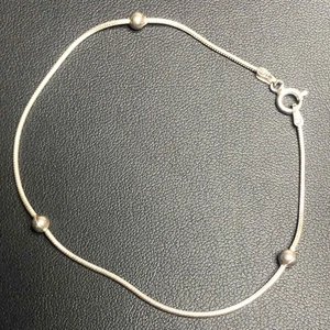 6212 Sterling Silver signed Italy FAS 925 Ball station chain Bracelet 8" 2.5g - Picture 1 of 3