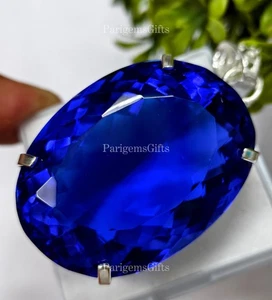 180+ CT BLUE TOPAZ GERMAN SILVER SOLITAIRE OVAL SHAPE LOOSE GEMSTONE - Picture 1 of 5
