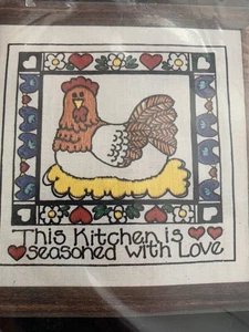 Vtg Dimensions Seasoned With Love Crewel Embroidery Kit 6122 Kitchen Chicken 5x5 - Picture 1 of 3