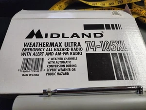 Midland-Weather-Band-AM-FM-Portable-Radio 1991 scatola originale, effimera FUNZIONANTE - Foto 1 di 2