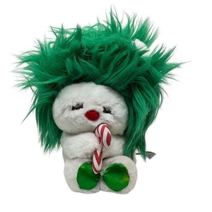 Peluche vintage 1984 Dakin Frou Frou - bianco con capelli verdi - canna di caramelle - Foto 1 di 9