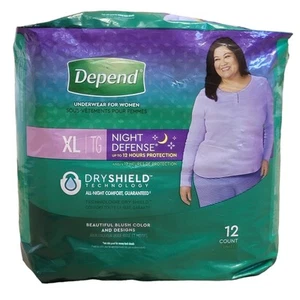 Ropa interior Depend Night Defense para mujer talla XL adulto incontinencia 12 ct durante la noche - Imagen 1 de 5