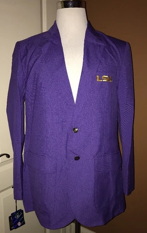 LSU Tigers Football GAME DAY Blazer Sport Coat NWT Purple Yellow Embroidered Cover