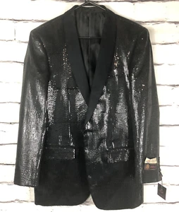NWT Pallini Mens Size S Black Sequined Tux Jacket Style #BSQ-11 - Picture 1 of 9