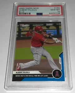 2020 Topps Now #155 Albert Pujols Blue Parallel Card #d 3/49 Graded PSA 10 Gem - Picture 1 of 3