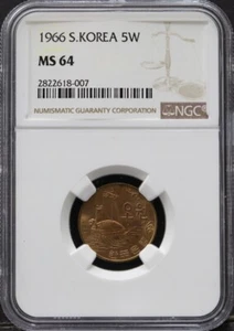 Korea 1966 5Won Coin NGC 64 - Picture 1 of 4