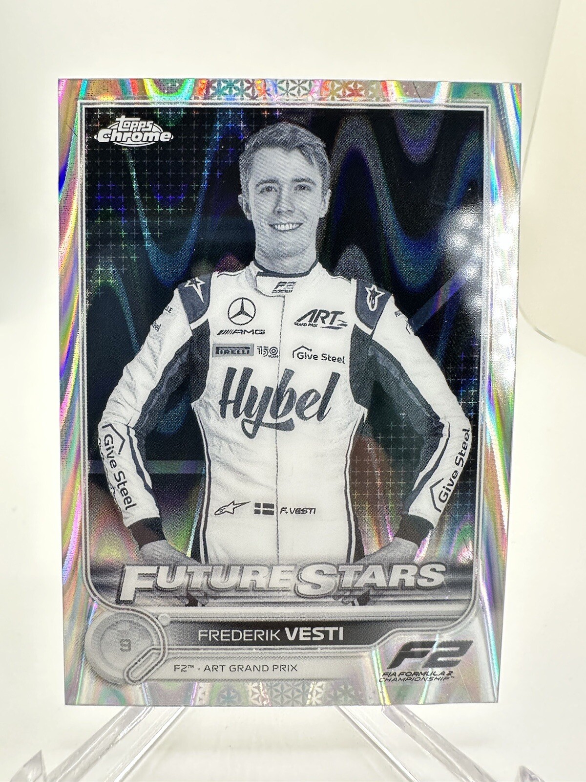 2022 Topps Chrome Formula 1 Black & White RayWave Refractor Frederik Vesti #85