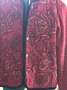 Choices Artistic, Bright Red Wine & Black Embroidered Chic Boho Lined Art Jacket - Picture 1 of 8