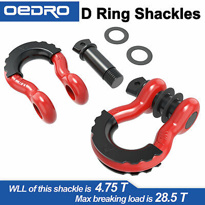 3/4  D-Ring Red Bow Shackles W/ Black Isolators Washer Clevis Kit 4.75 Ton • 21.99$