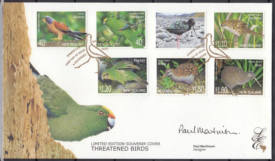 NEW ZEALAND 2000 Threatened Birds, Limited Edition FDC - Image 1 of 1
