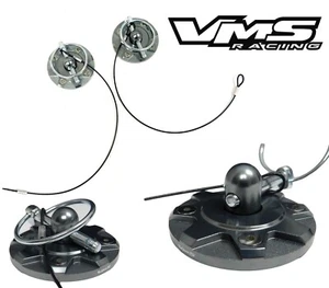 VMS Racing Universal Gunmetal CNC Billet Aluminum Set of 2 Hood Pins Kit - Picture 1 of 2