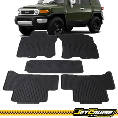 Fit 07-14 丰田 FJ Cruiser 重型 4Dr 黑色乳胶前后脚垫 — 第 1/4 张图片