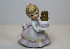 Vintage Lefton Miniatur Geburtstag Mädchen 8. Geburtstag Tortenaufleger Geburtstag Party - Bild 1 von 4