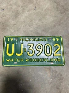 1959 Michigan Nummernschild # UJ-3902 (Clinton County) - Bild 1 von 4