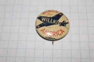 Vintage Wings for Willkie Pinback Campaign Button - Picture 1 of 2