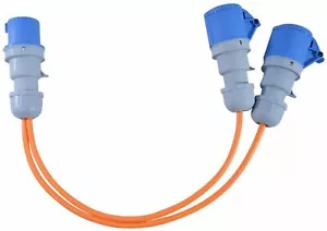 32A Stecker auf 2 x 16A Steckdosen. 1,5 mm Orange Power Splitter - 0,5 m - Bild 1 von 1