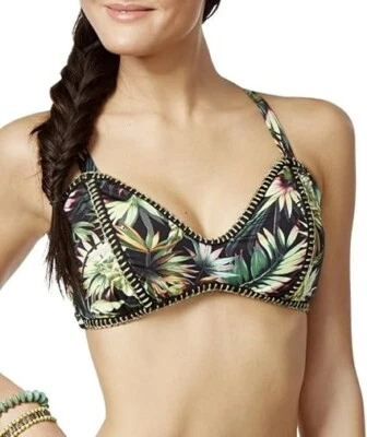 Traje de baño de bikini Lucky Brand Junior grande negro costero palmeras espalda cruzada nuevo con etiquetas Foto 1 de 3