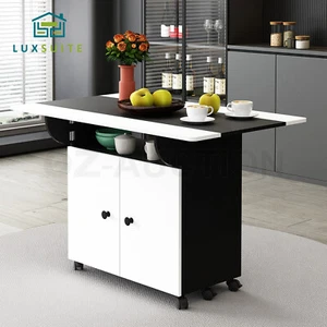 Folding Dining Table with Wheels Extendable Outdoor Furniture Kitchen Cabinets - Picture 1 of 12