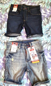 2 Pairs Wrangler Boys Five Pocket Premium Jean Shorts Blue 6 Regular - Picture 1 of 18